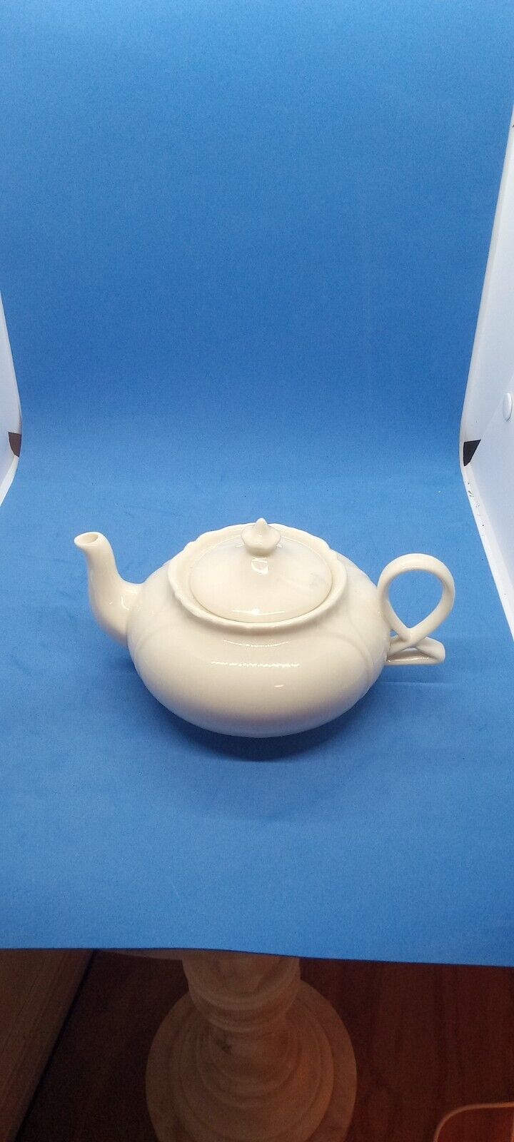 Small Adorable White Teapot Tea Pot with Fish Handle