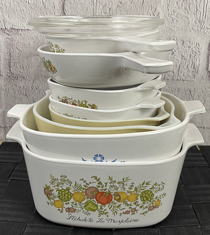 VTG Pyrex Corning Ware Cornflower Spice Of Life Forest Fancies Mixed Lot 9 Piece