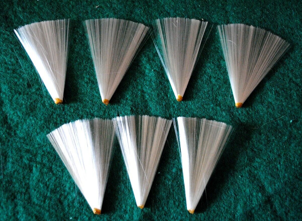 7 tails made of spun glass for birds, glass fibre, x-mas ornaments, 7,5cm