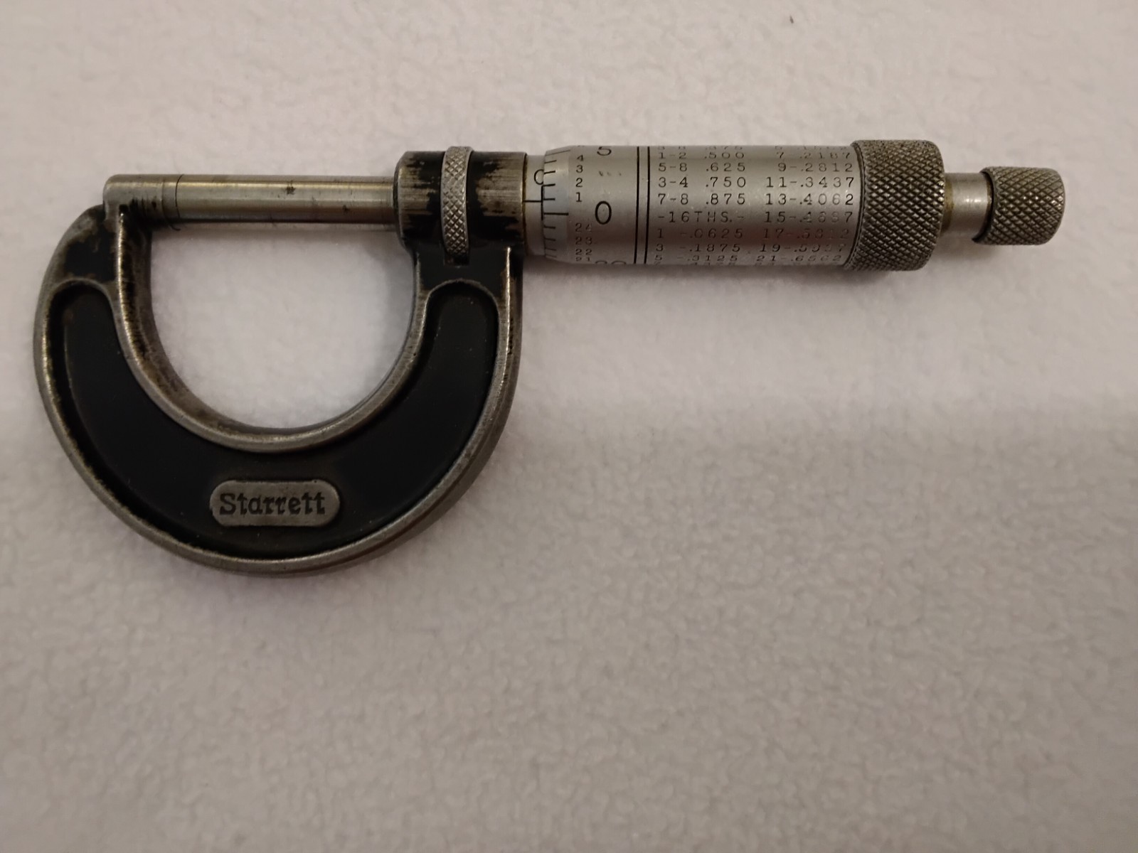 Vintage STARRETT USA No. 436 1 Inch Micrometer Caliper Machinist Tool