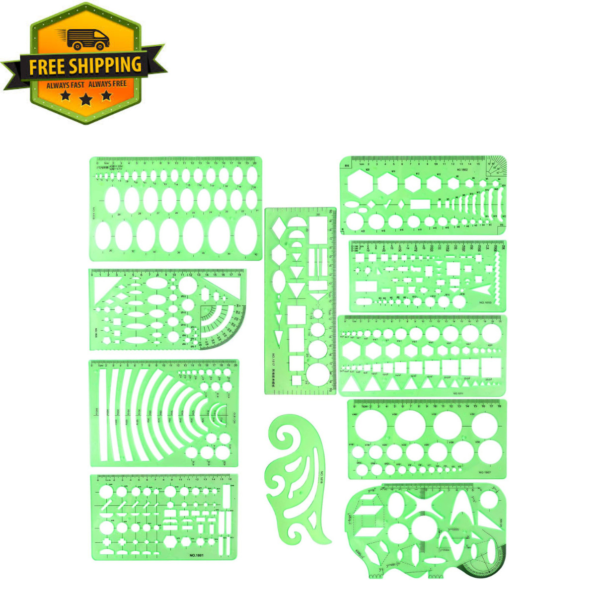 11PCS Geometric Drawings Templates, Drafting Stencils Measuring Tools, 11PCS Geometric Drawings Templates, Drafting Stencils Measuring Tools,
