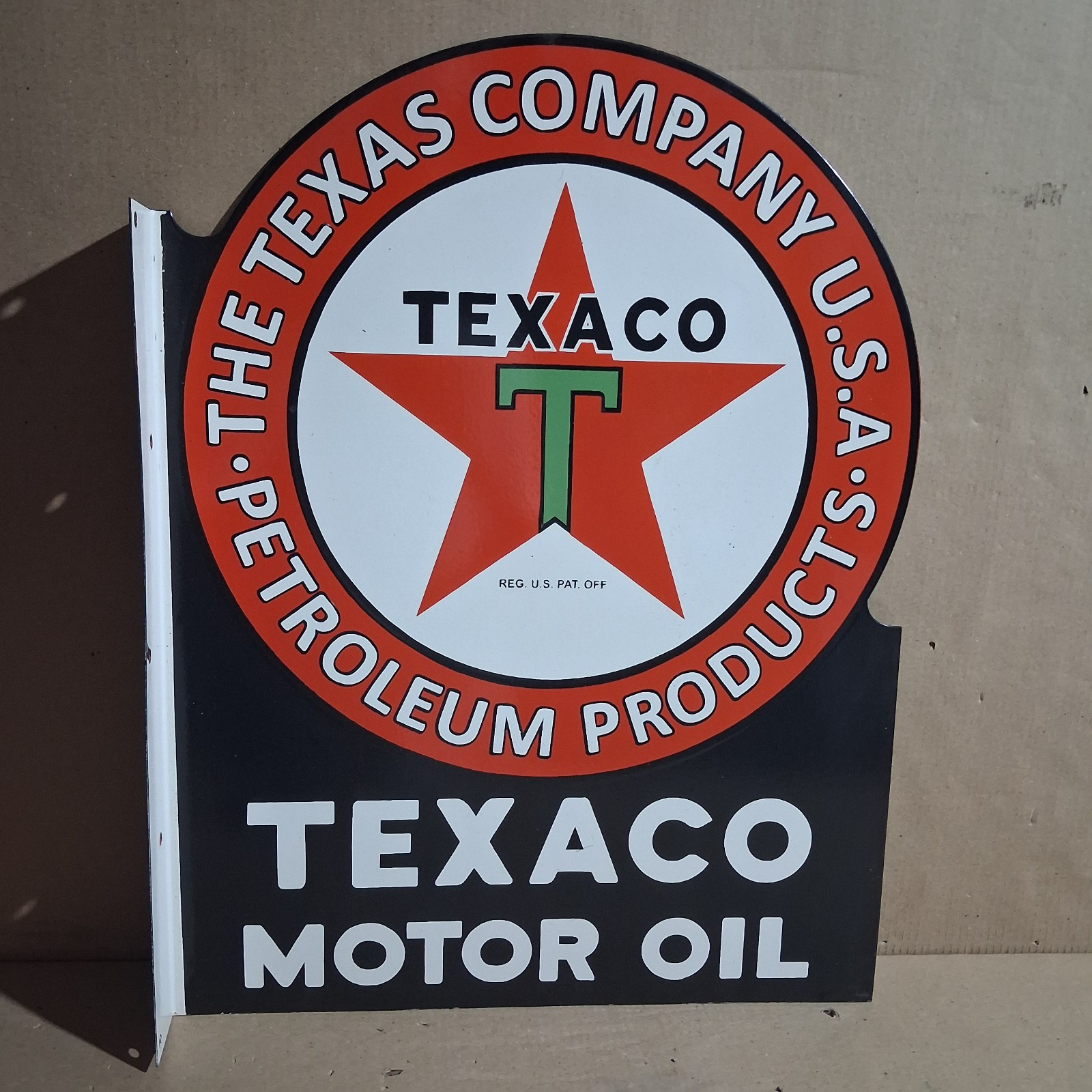 Texaco Motor Oil Porcelain Enamel Sign 36x27 Inches 2 Sided