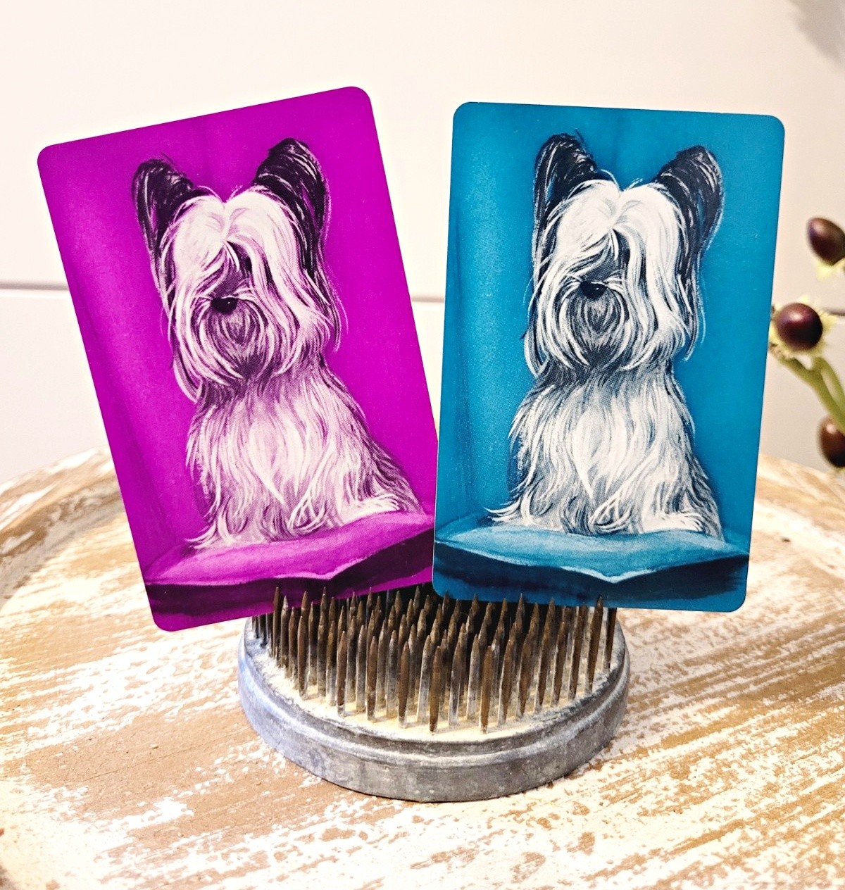 Pair Vintage Scottie Dog Playing Cards, Midcentury Puppy Cards, Swap Trade Cards
