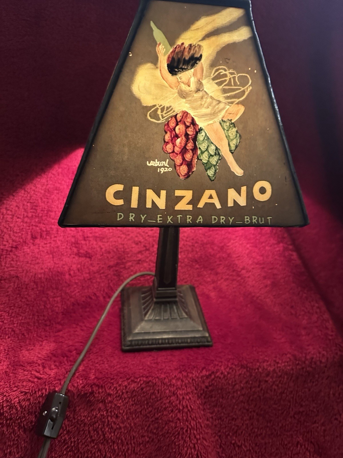 VINTAGE CINZANO BRUT WINE ITALIAN ART POSTER LAMP with METAL SHADE - RARE VINTAGE CINZANO BRUT WINE ITALIAN ART POSTER LAMP with METAL SHADE - RARE