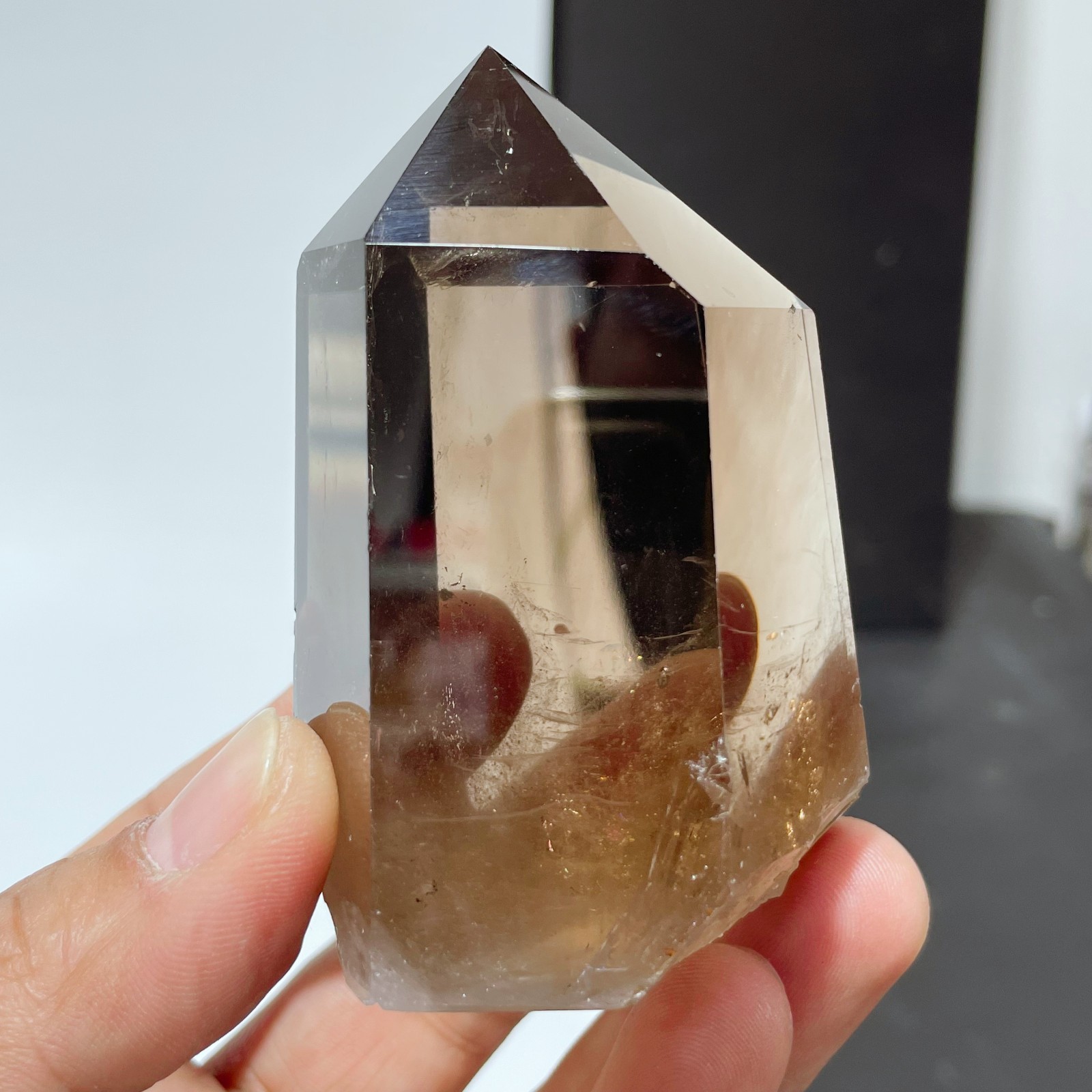 0.48LB Natural Smoky Quartz Crystal Point Obelisk Healing Home Decor G6814