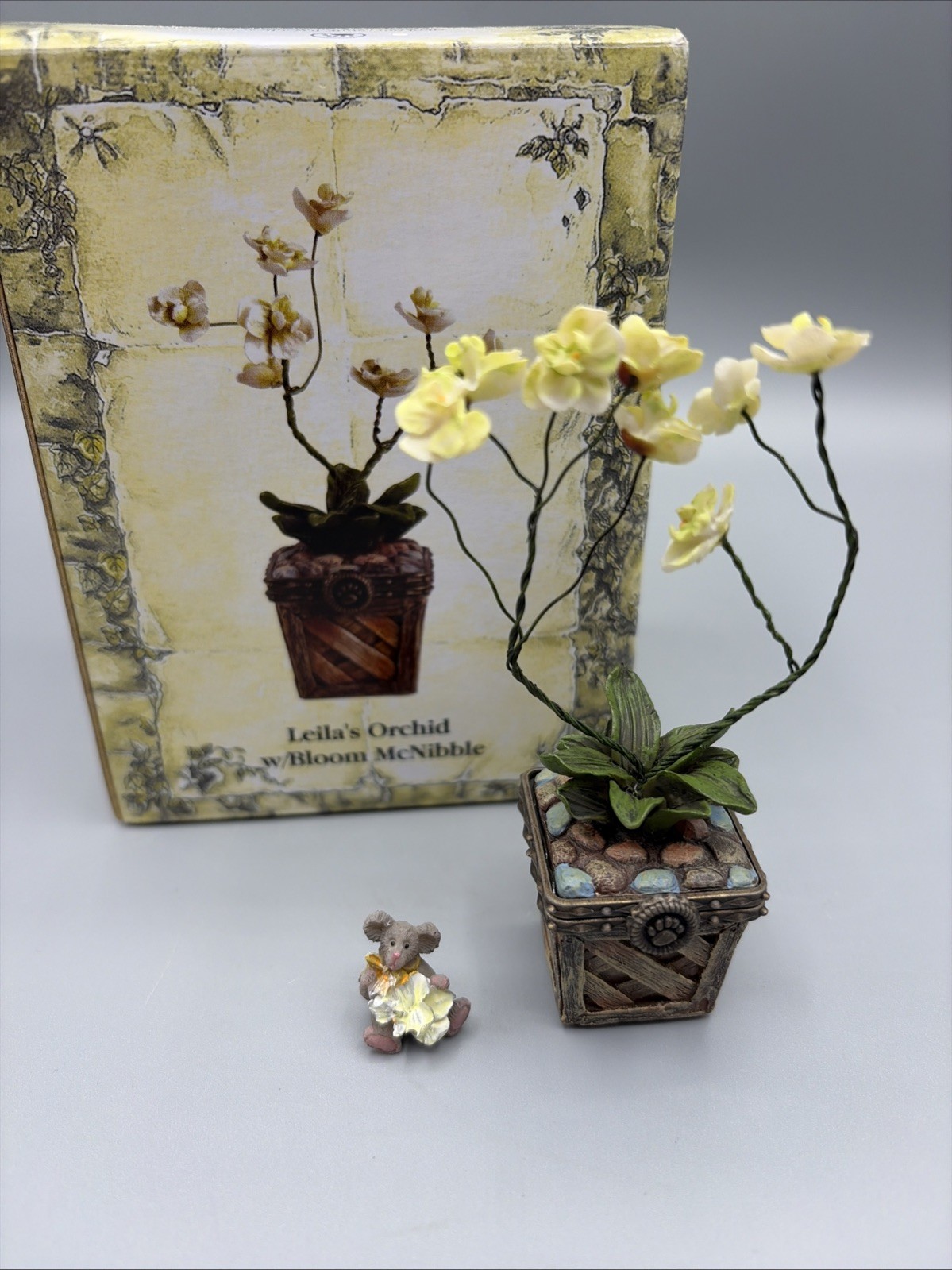 Boyds Bears Treasure Box Leila's Orchid with Bloom McNibble Trinket Box