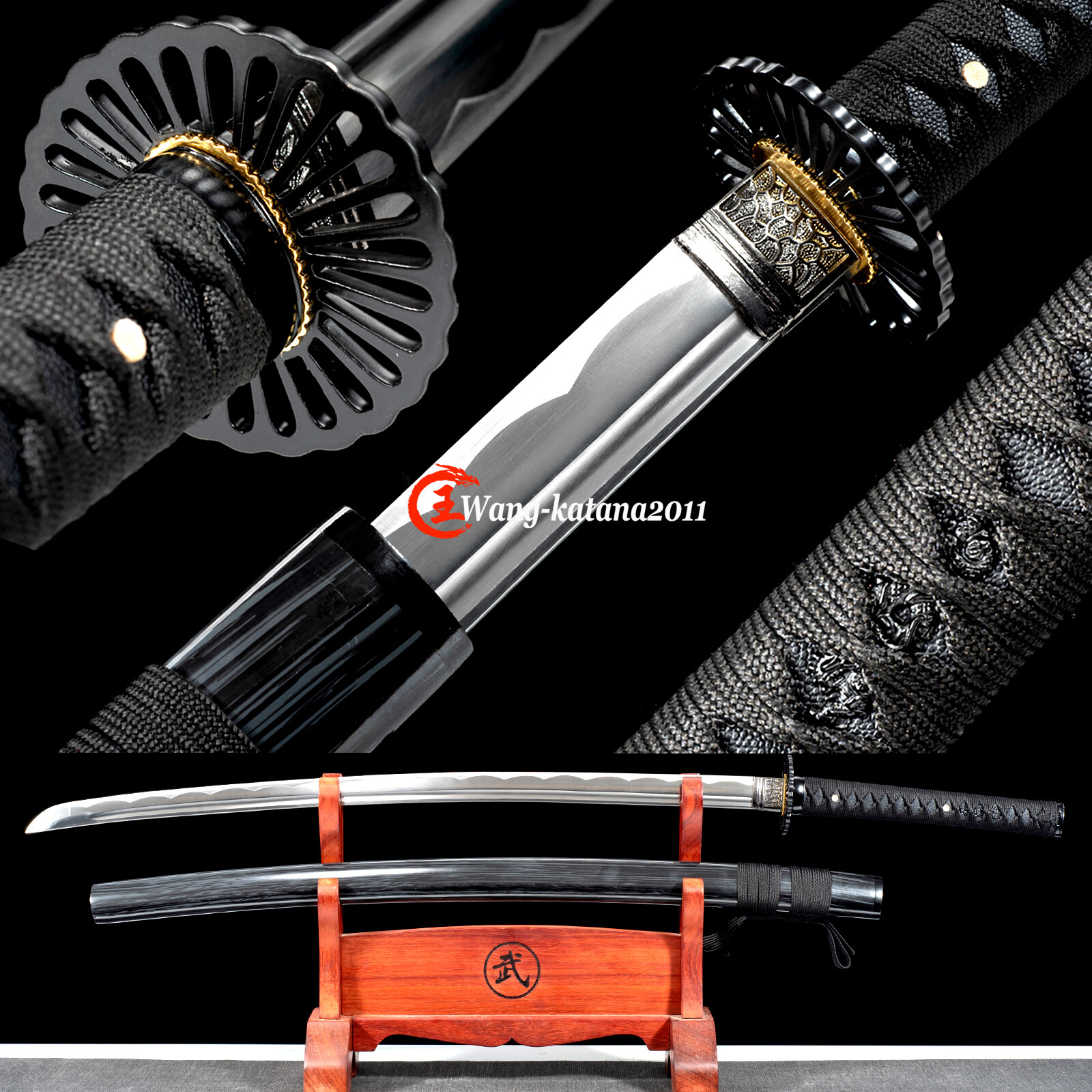 Handmade Black Sharp Japanese Samurai Katana Sword 1095 Carbon Steel Full Tang