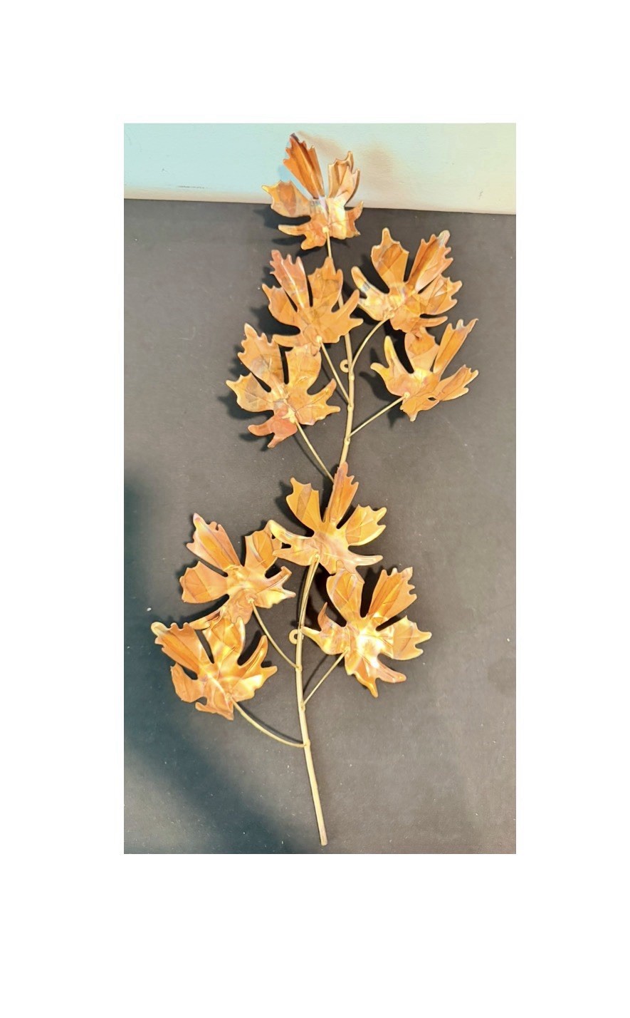 Copper Maple Leaf Metal Wall Art Decor 2pc Lightweight Malleable