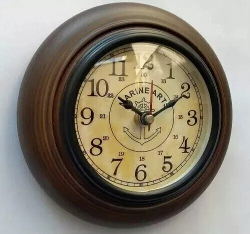 Vintage Antique Wood Wall Clock Small Clock Battery operated studyroom office 6\