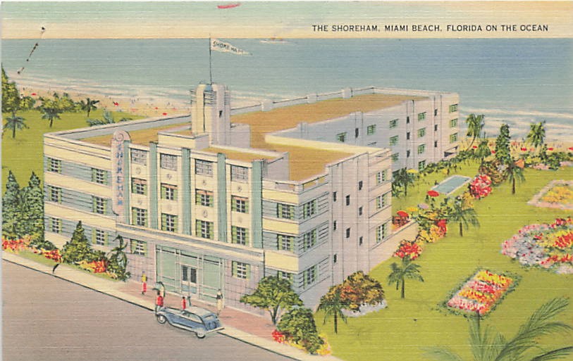 Postcard FL: The Shoreham Hotel, Miami Beach, Florida, Linen