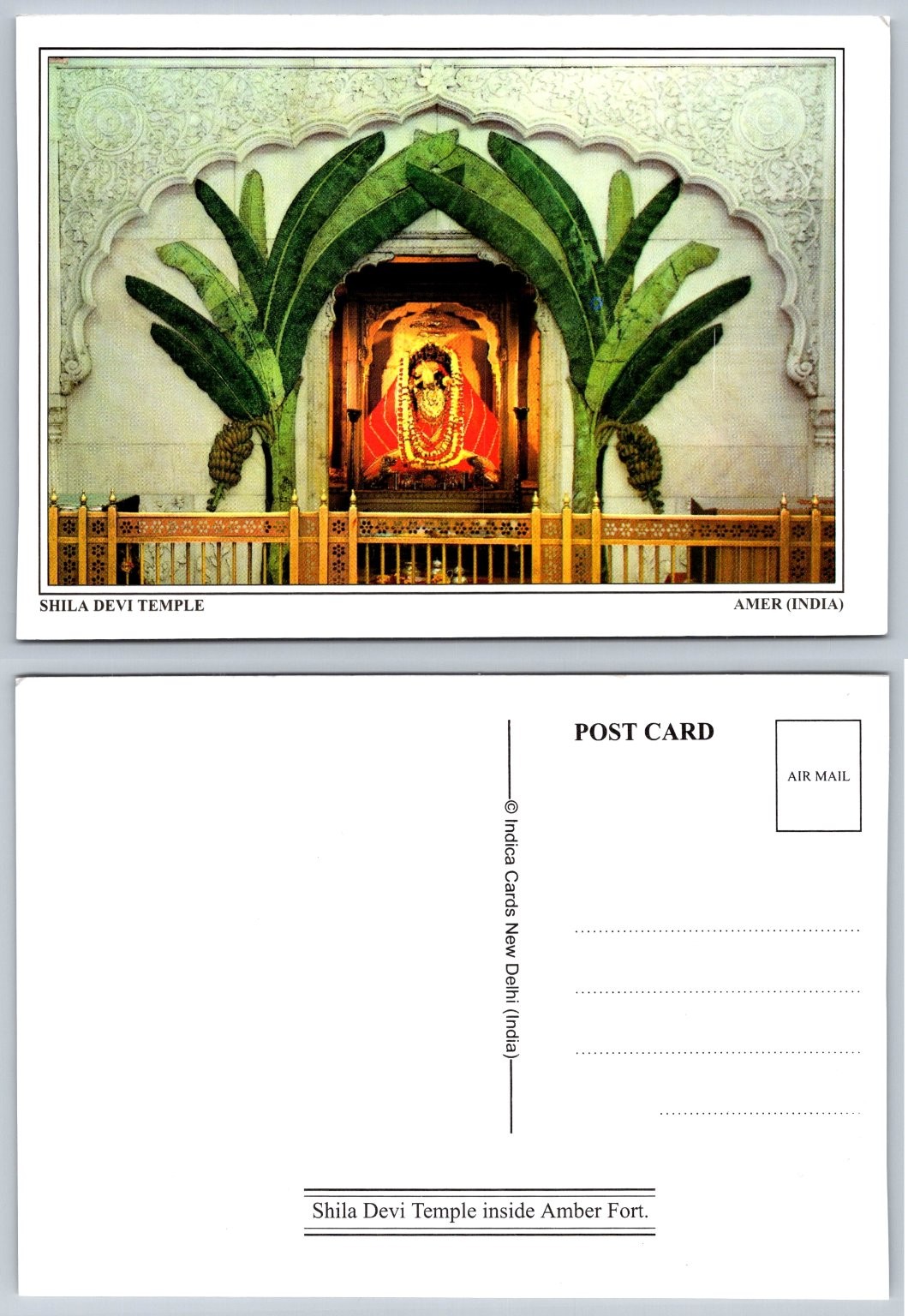 Shila Devi Temple Amber Fort Amer India Hindu Goddess Shrine Postcard Shila Devi Temple Amber Fort Amer India Hindu Goddess Shrine Postcard