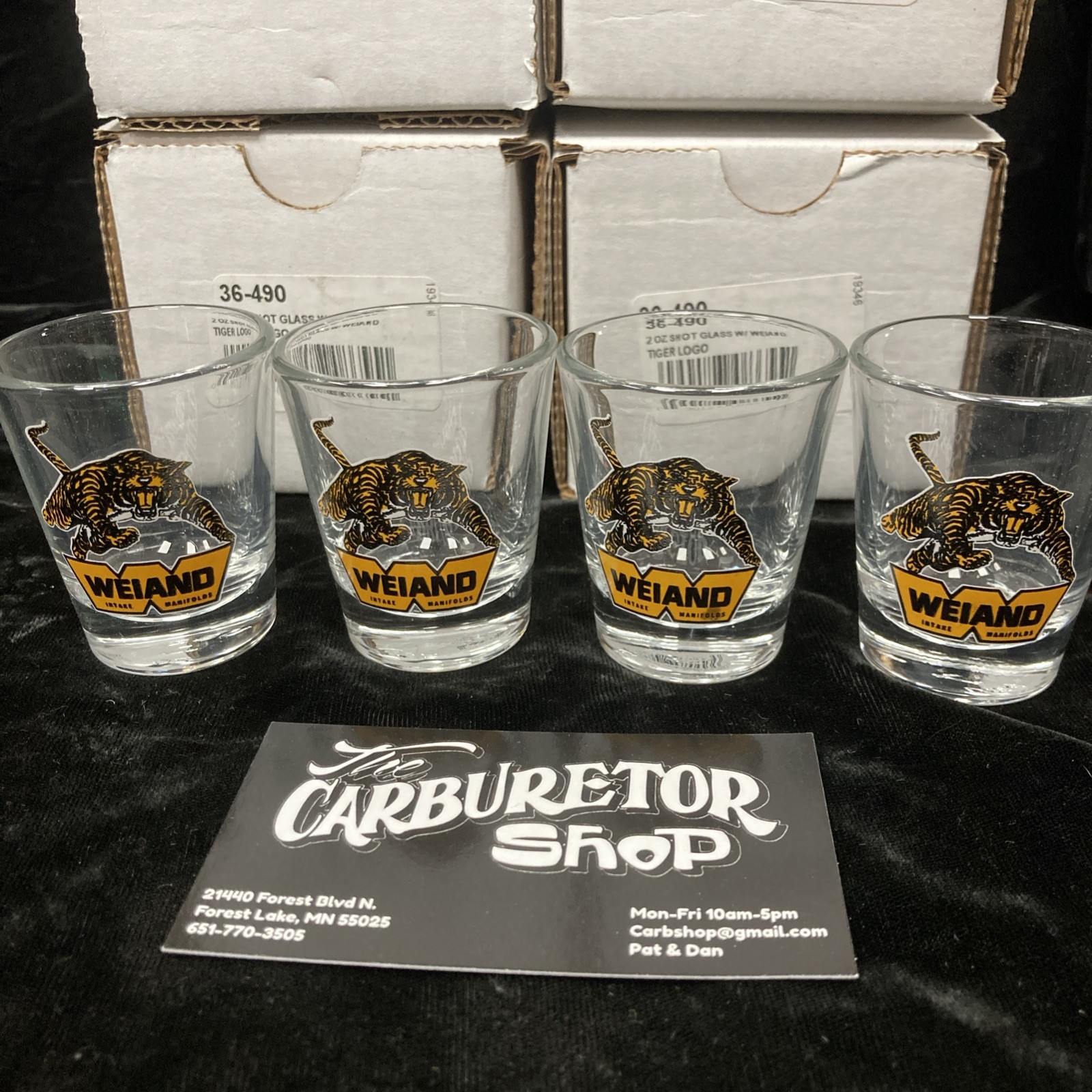Lot Of (4) Weiand Tiger Shot Glasses (2oz.)