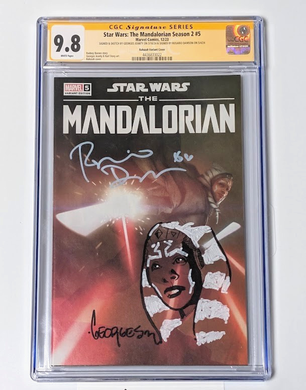 Star Wars Mandalorian 2 #5 CGC SS 9.8 Rosario Dawson Signed with Georges SKETCH