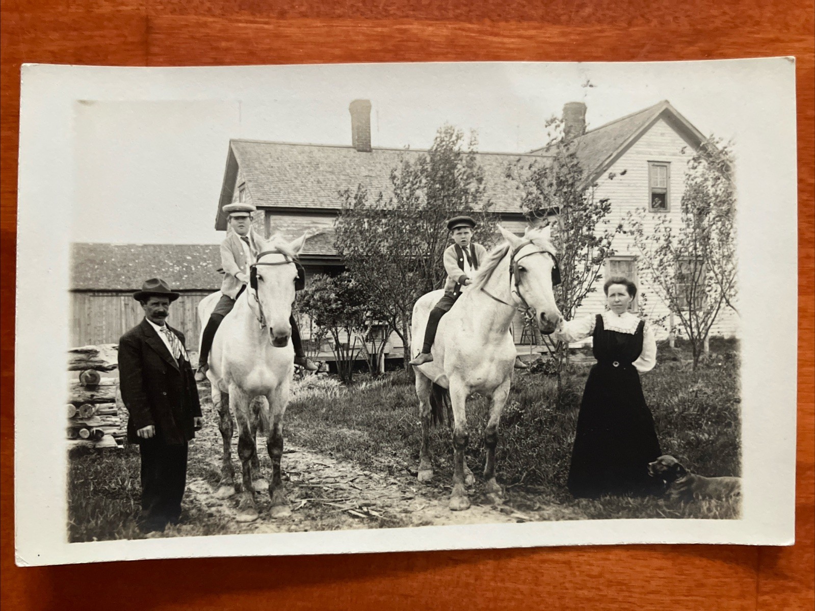 Kids On Horses RPPC Real Photo Postcard Stetsonville Wisconsin