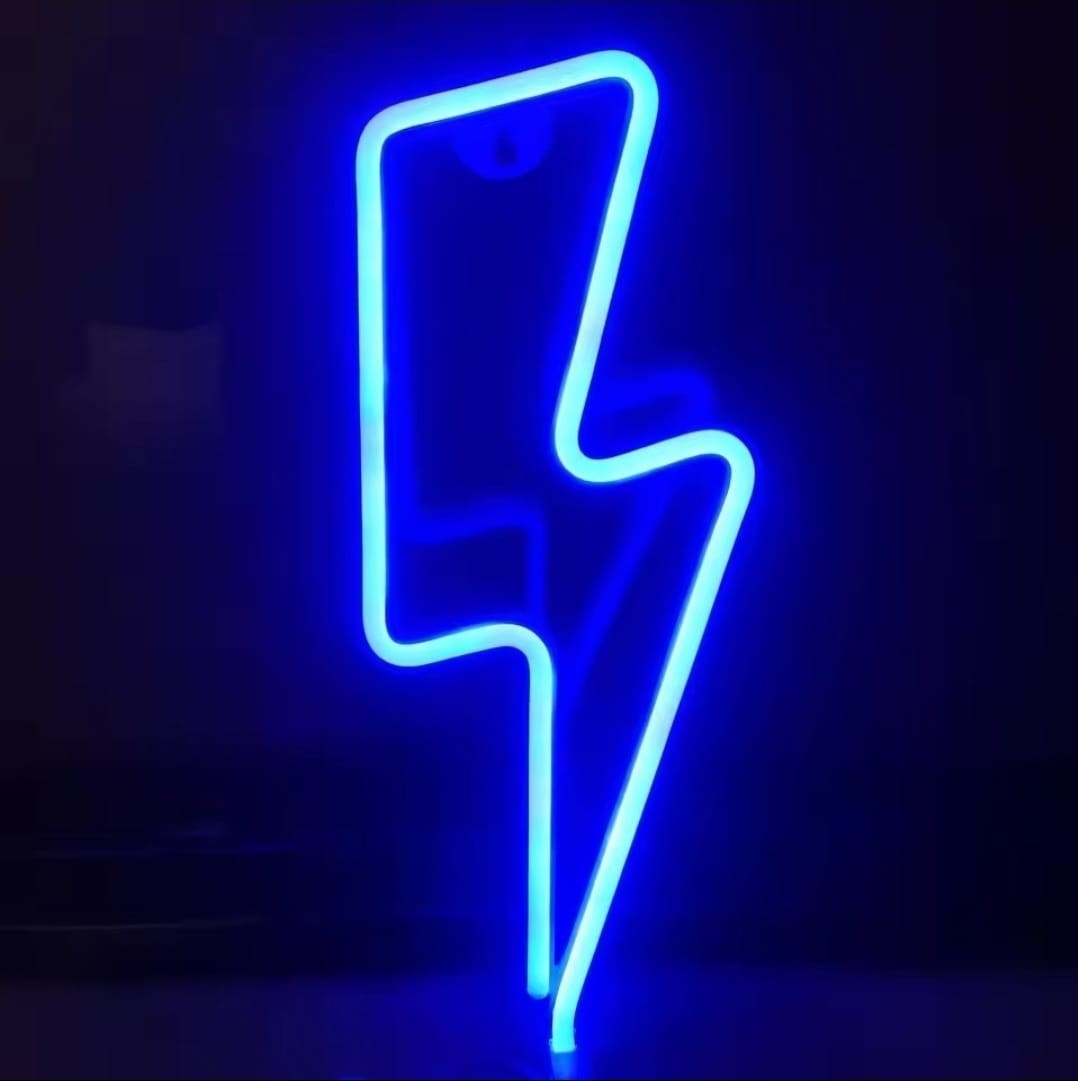 Blue LED Lightning Bolt Neon Wall Light – Gaming Room & Bedroom Decor Blue LED Lightning Bolt Neon Wall Light – Gaming Room & Bedroom Decor