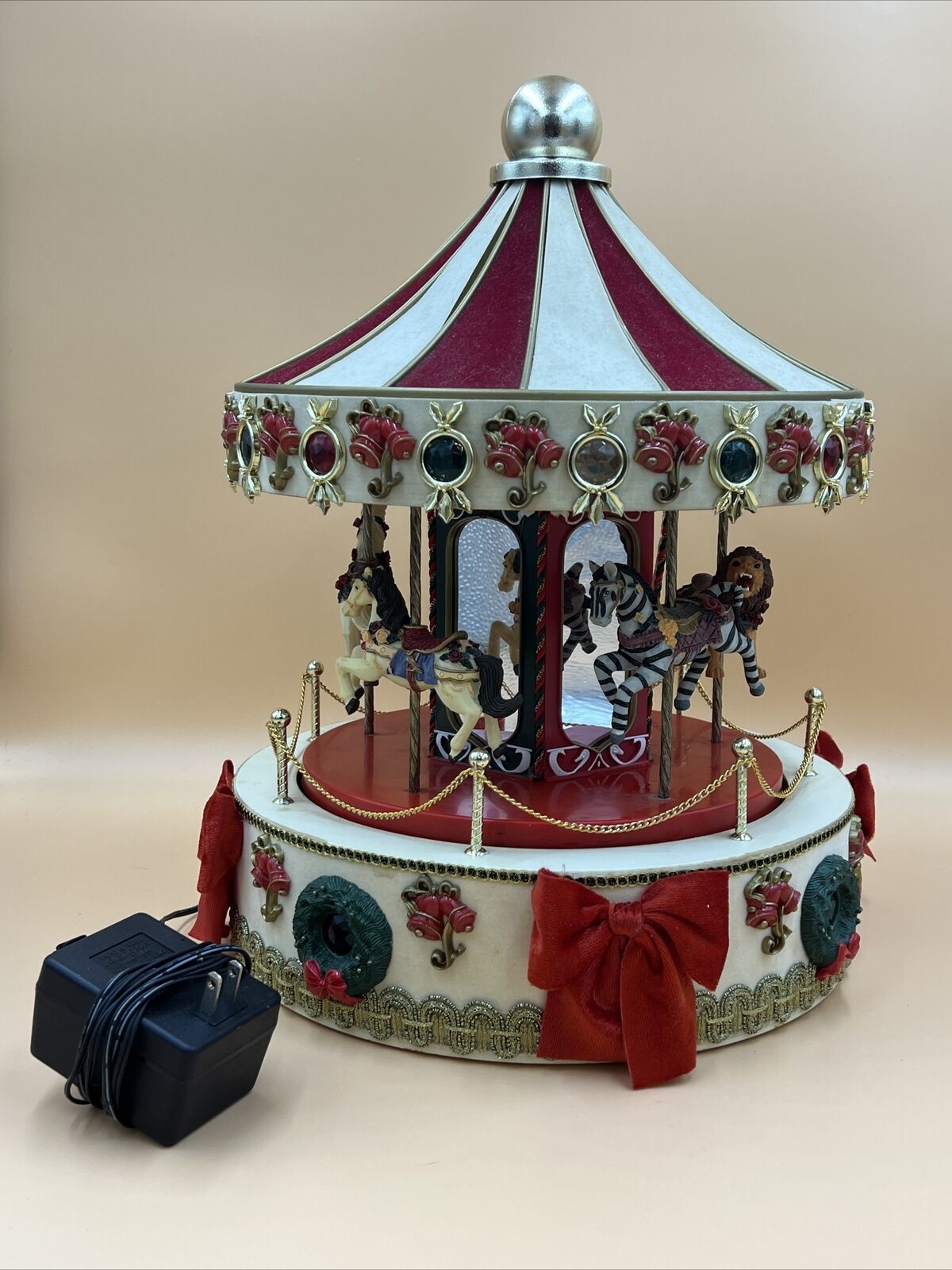 16” Christmas Carousel Musical Animated Lighted Merry Go Round Holiday Workshop