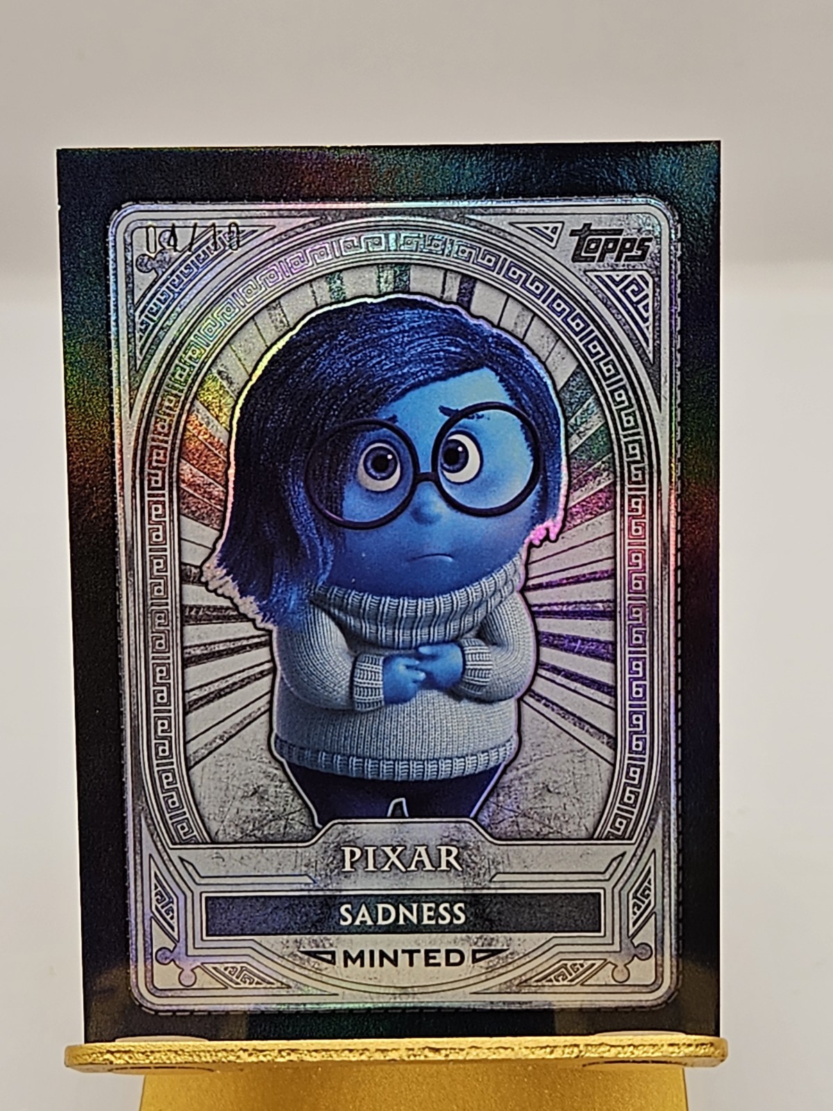 2025 Topps Disney Mint Sadness /10 SSP Black Pixar Trading Card With One Touch