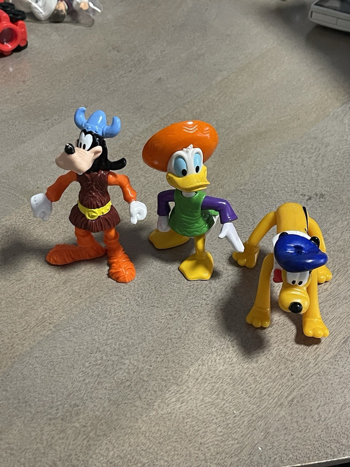 Vintage Walt Disney CaveMan Goofy, Mexico Donald Duck, And Paris Pluto Lot Of 3