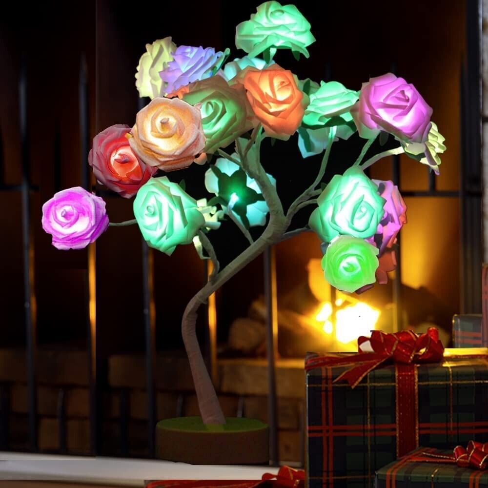 COLORLIFE Tabe Lamp Color Changing Flower Tree Rose lamp with Remote Control