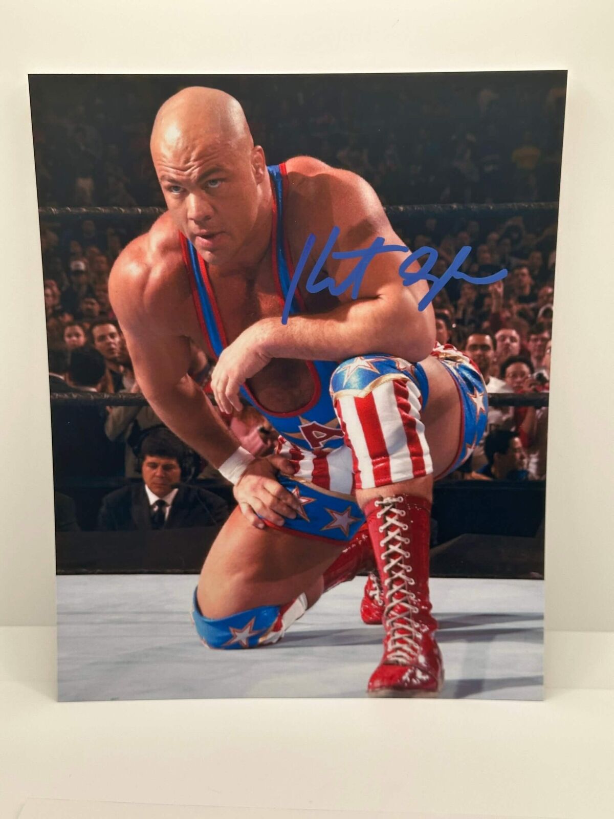 Kurt Angle Blue WWE Signed Autographed Photo Authentic 8X10 COA
