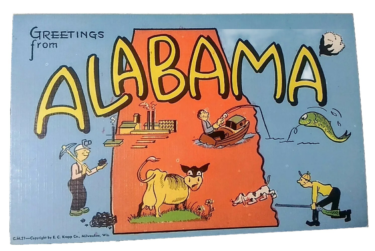 POSTCARD COMIC MAP LARGE LETTERS \