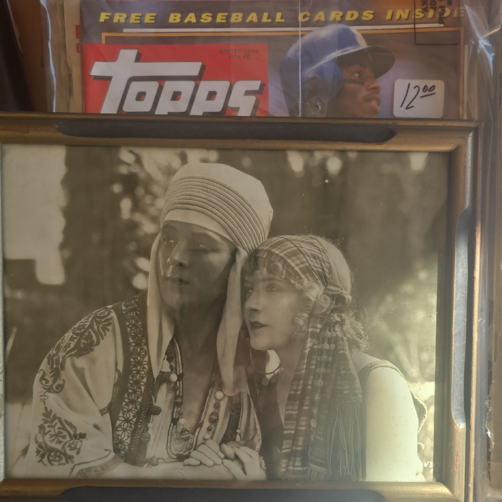 1920s Framed studio portrait of valentino, sealed by martin's art shop .
