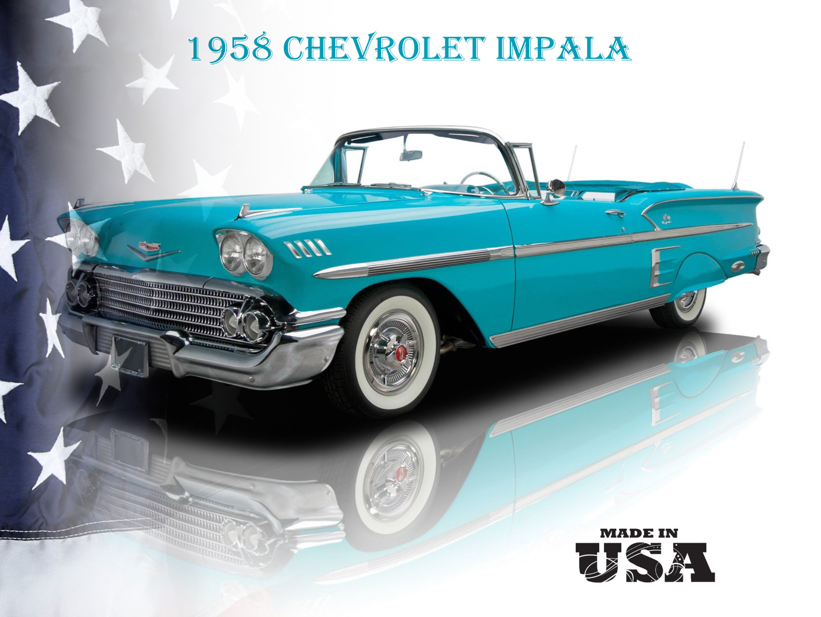 1958 Chevrolet Impala 1 flag  Metal  Sign 9