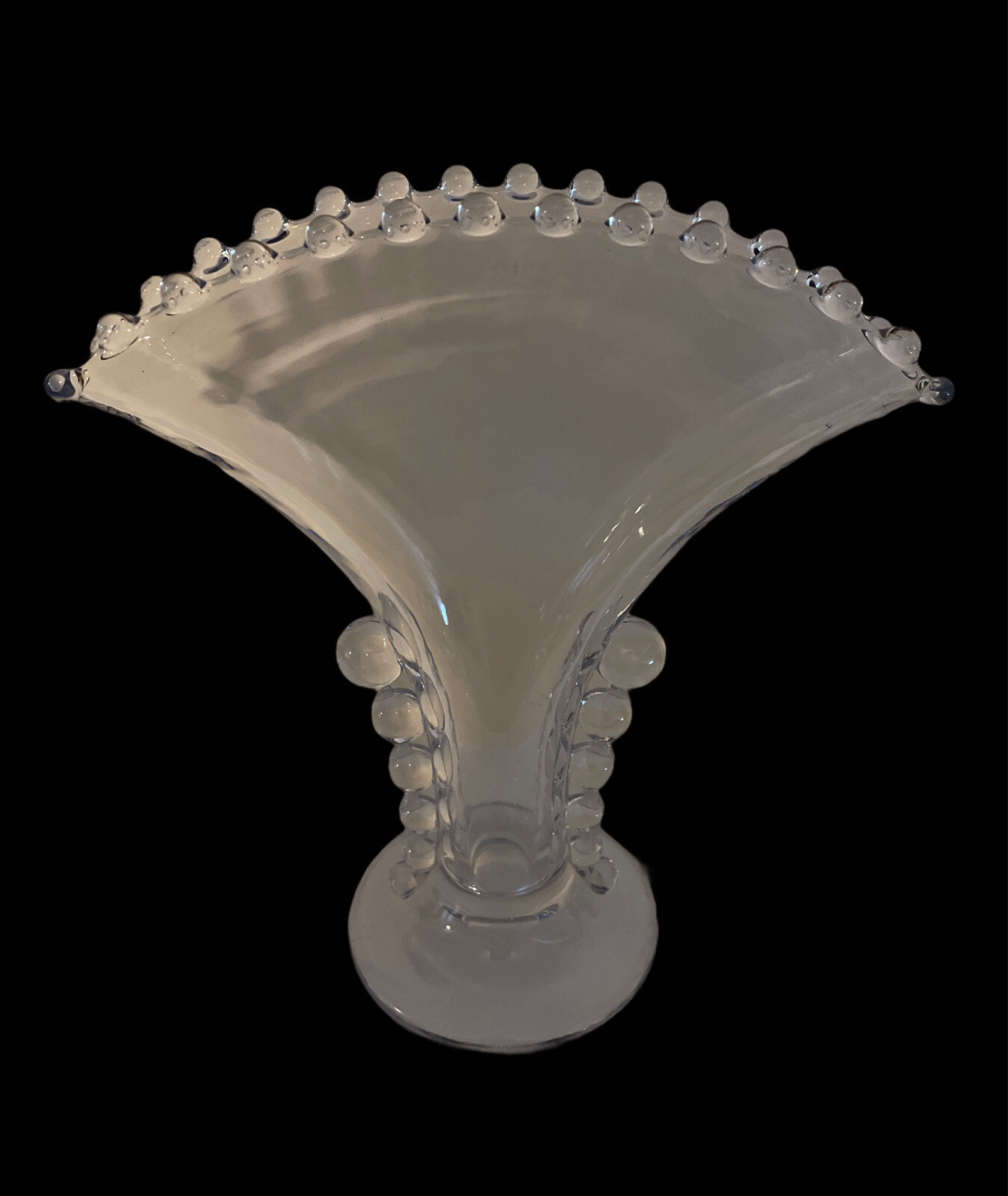 Imperial Candlewick Clear Bubble Glass Fan Vase Imperial Candlewick Clear Bubble Glass Fan Vase