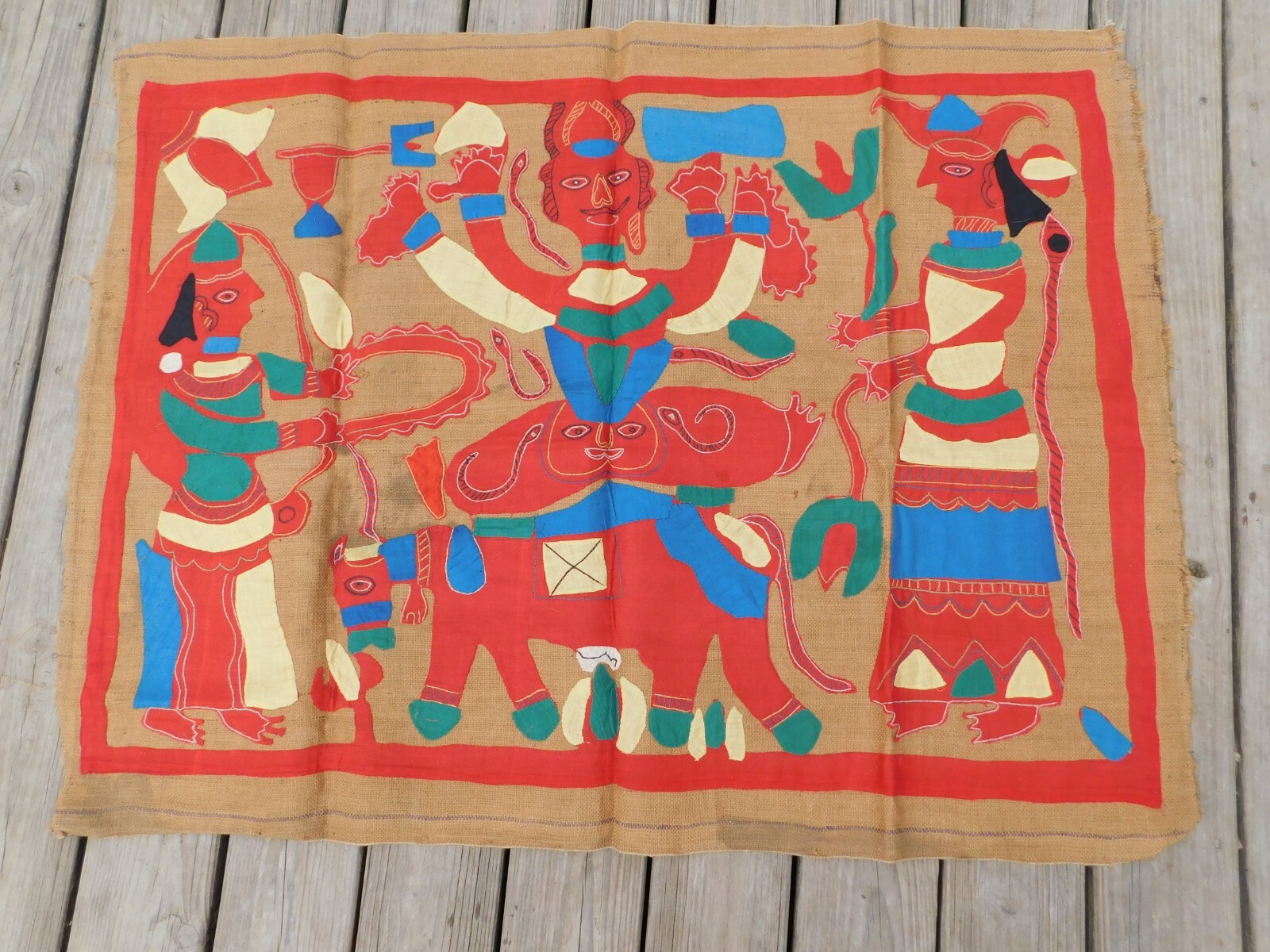 Hindu Vishnu God Hand Made Burlap Wall Tapestry 46 Hindu Vishnu God Hand Made Burlap Wall Tapestry 46