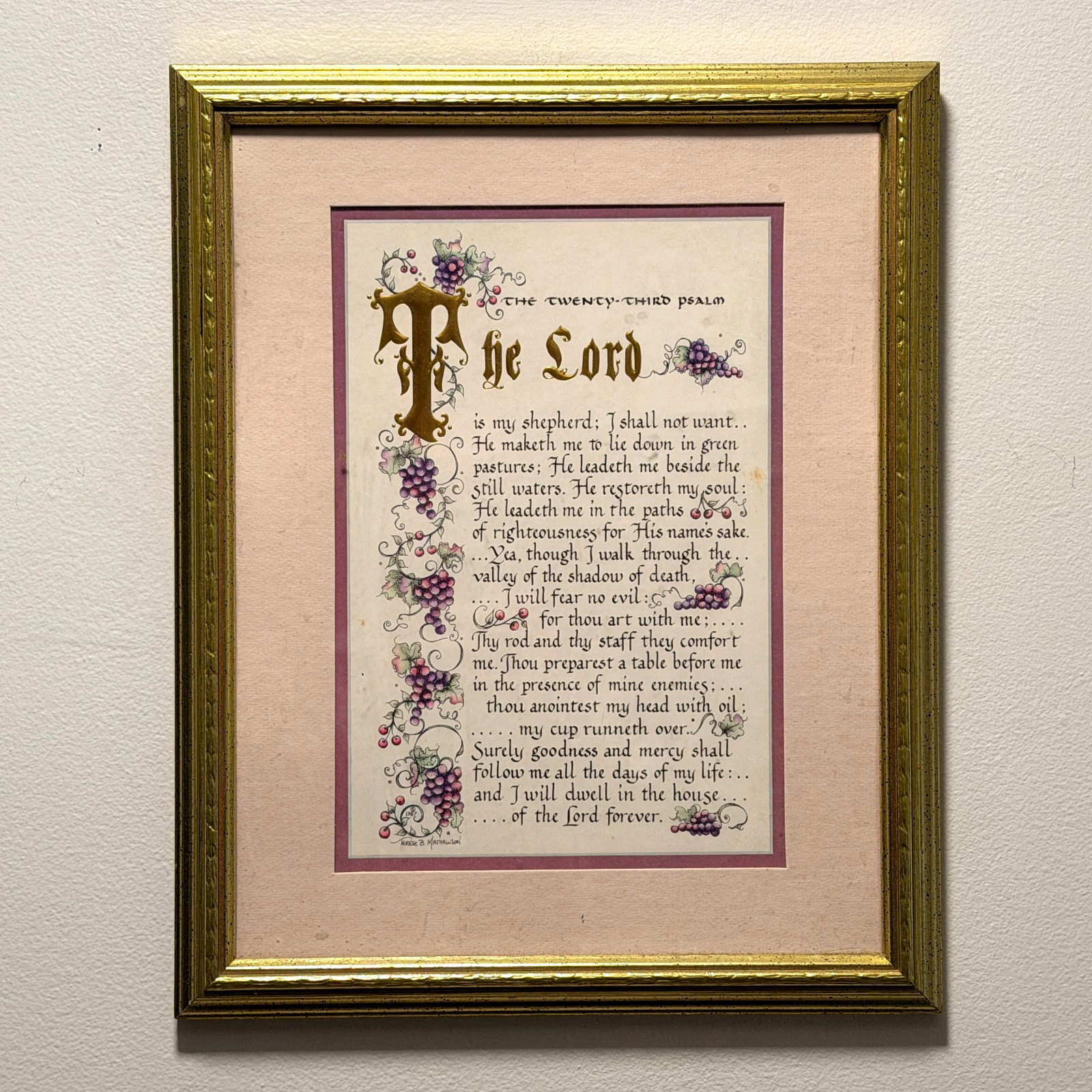 Vintage 1987 Psalm 23 The Lord Is My Shepherd Framed Christian Wall Art