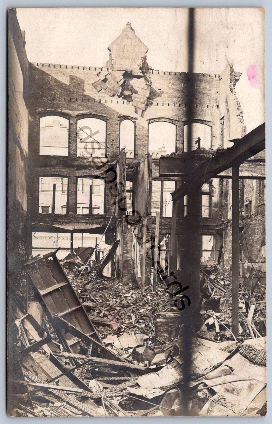 K53/ Marion Ohio RPPC Postcard c1910 Uhler & Phillips Store Fire Disaster 433