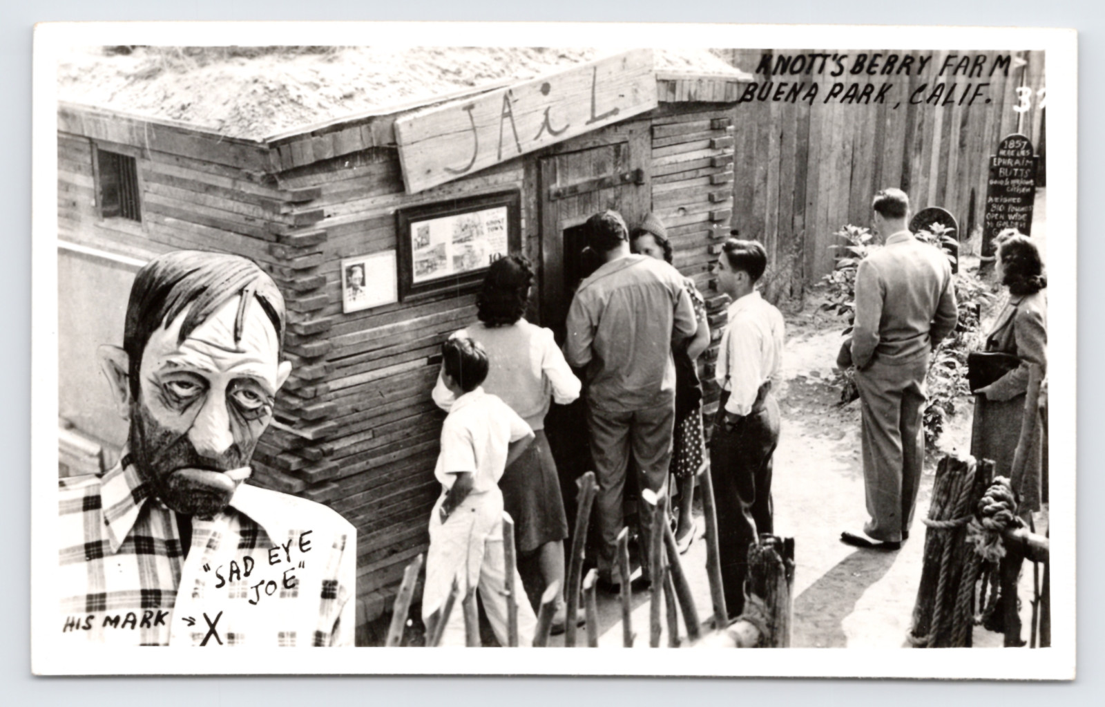 c1941 Knott\'s Berry Farm Sad Eye Joe RPPC Buena Park CA Ghost Town Jail