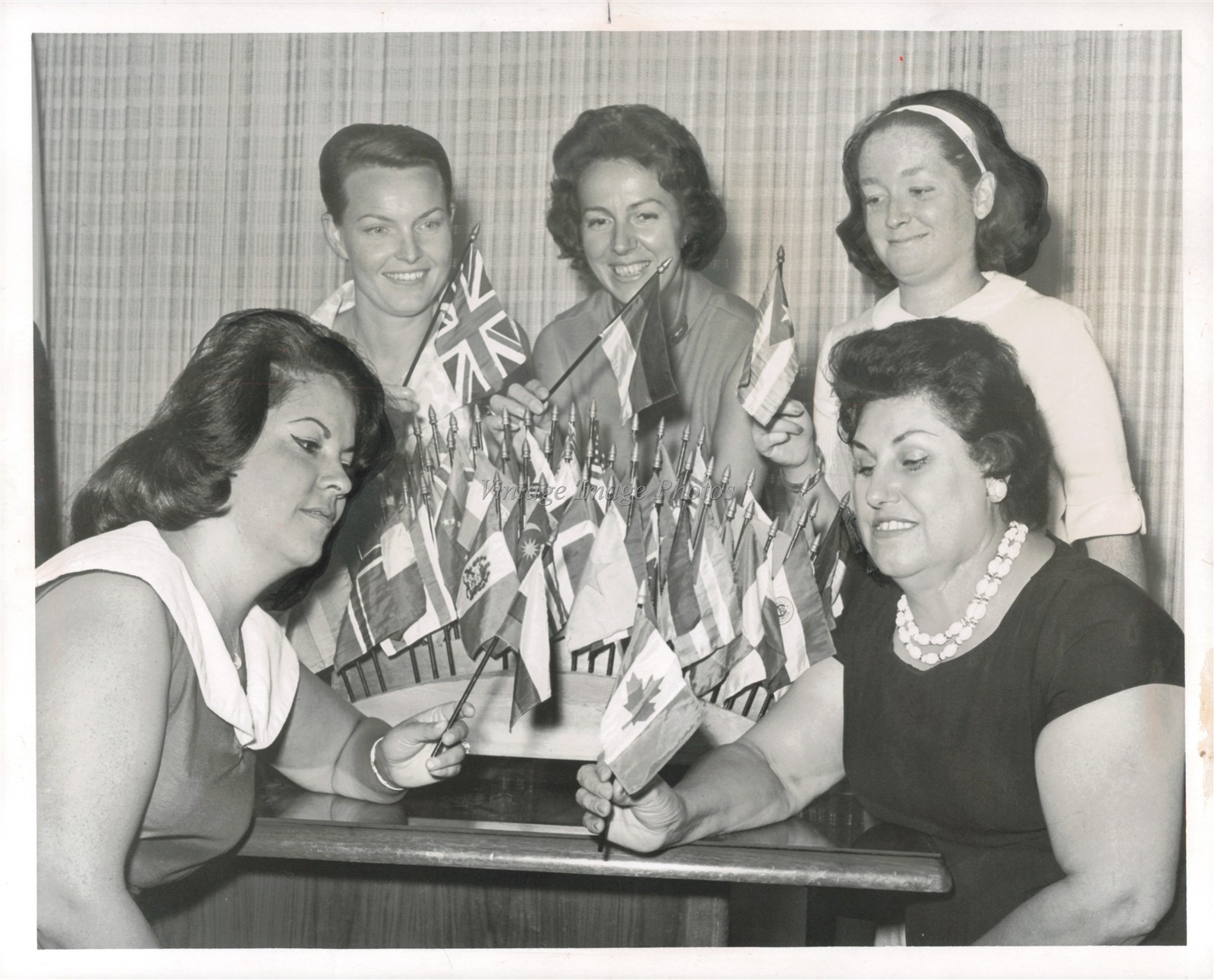 1966 Miami Beach Junior Chamber Women Flags Photo 8X10