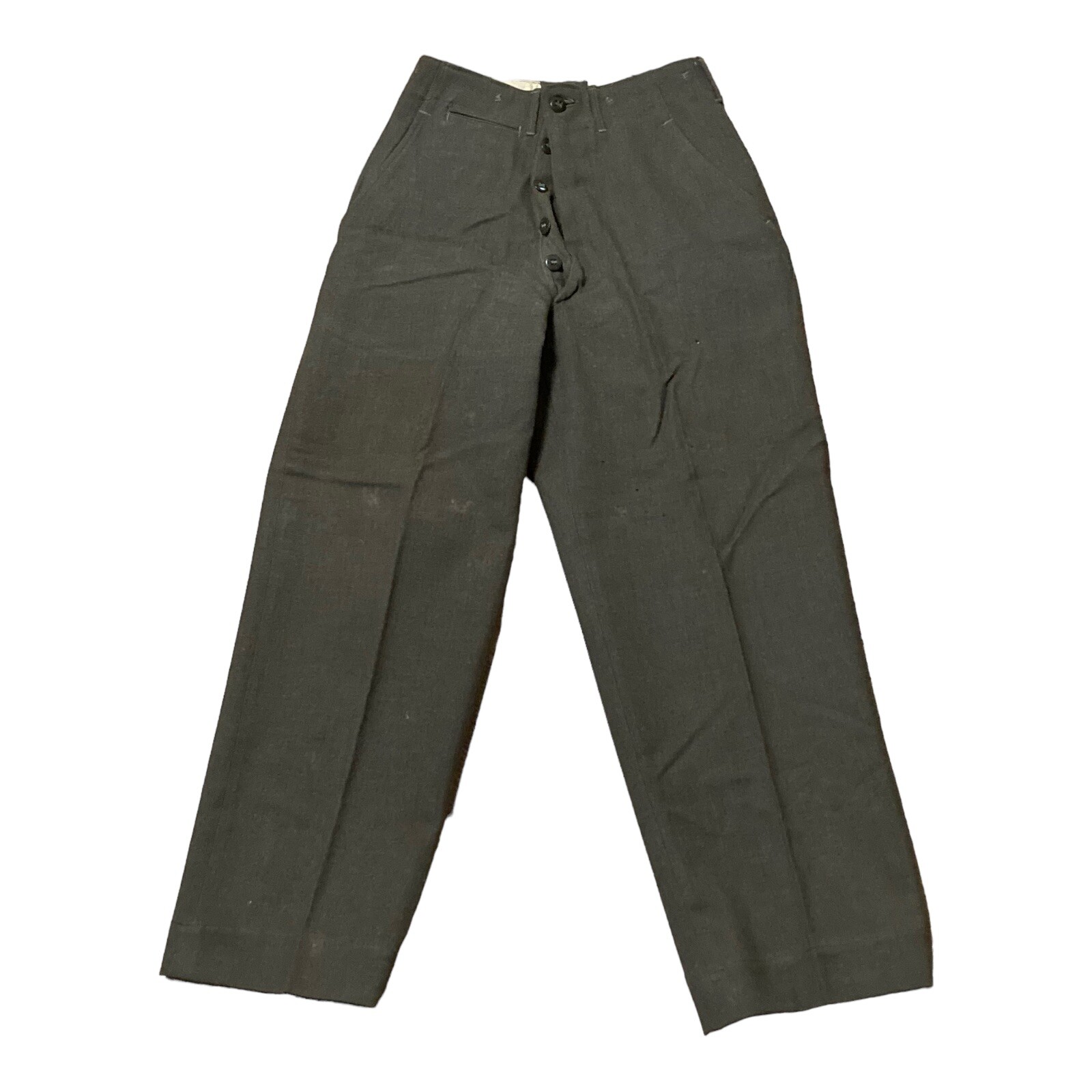 Pre War Army Trouser Suspender Capabilities 26X31 1930s Vintage Wool Button Fly 