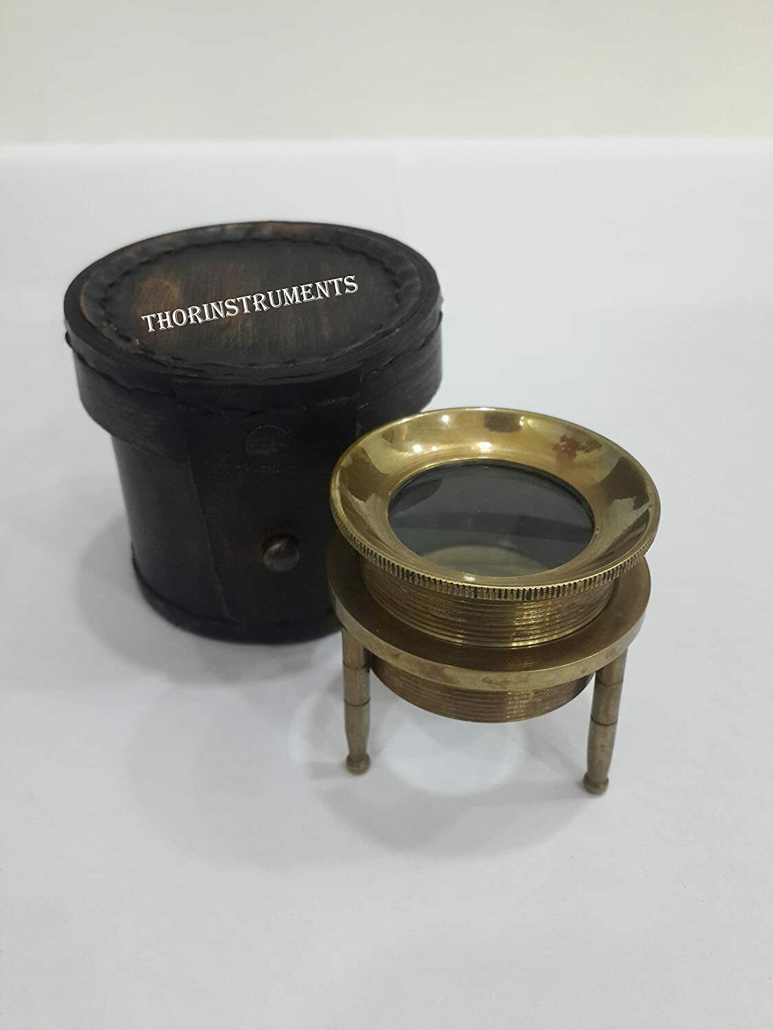 Antique Brass Chart Magnifier - Magnifying Glass with Leather Case Antique Brass Chart Magnifier - Magnifying Glass with Leather Case