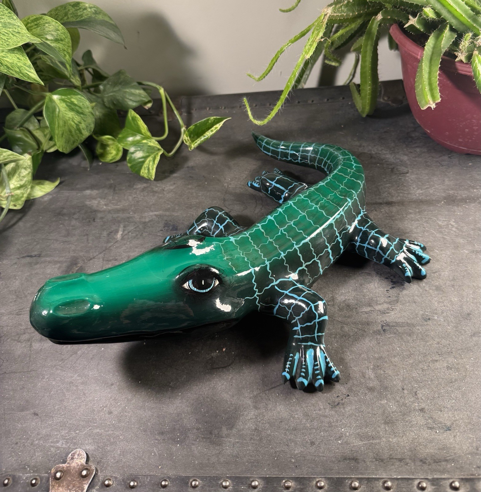Vintage 1970s SERMEL Tonala Mexico Paper Mache Alligator Signed Mint Bustamante