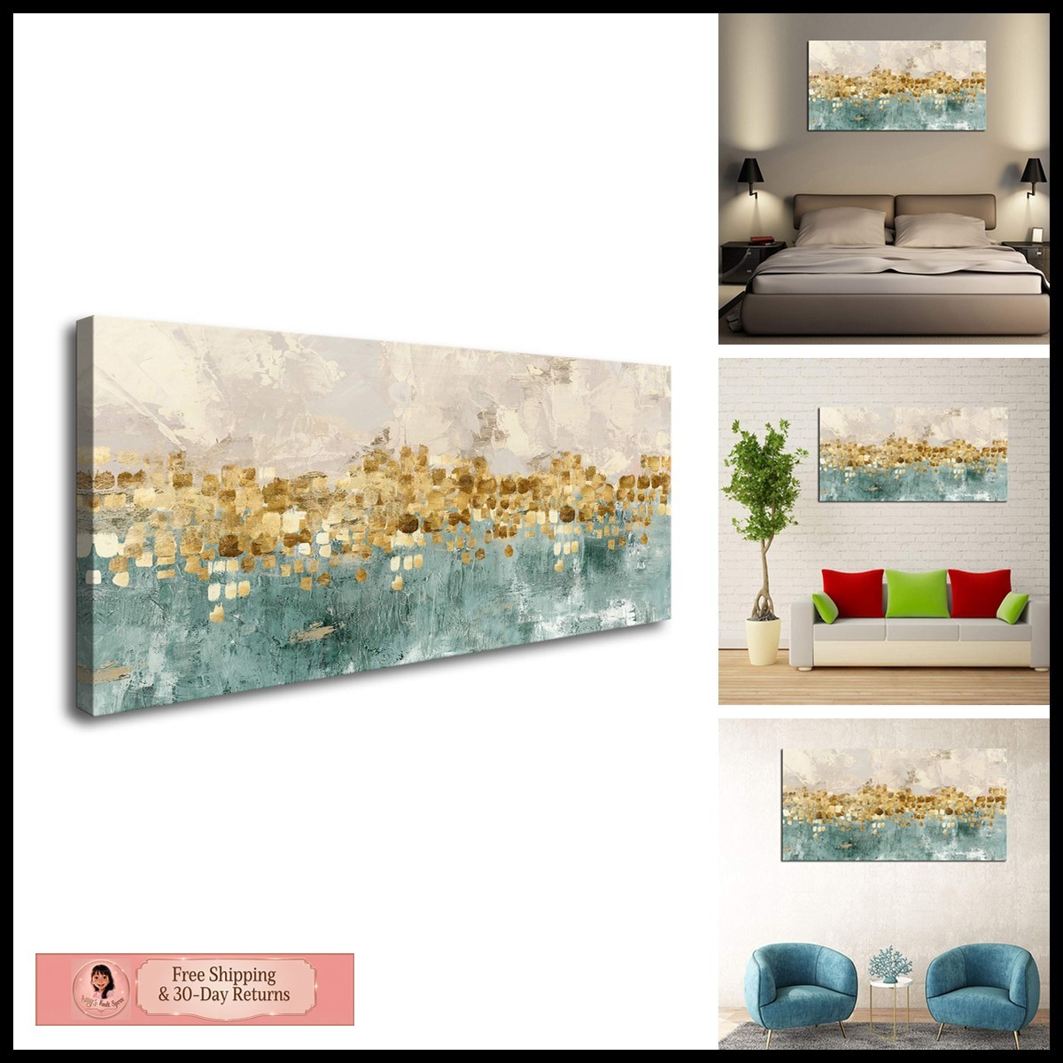 DZL Art A74650 Brown & Blue Abstract Canvas Wall Art DZL Art A74650 Brown & Blue Abstract Canvas Wall Art