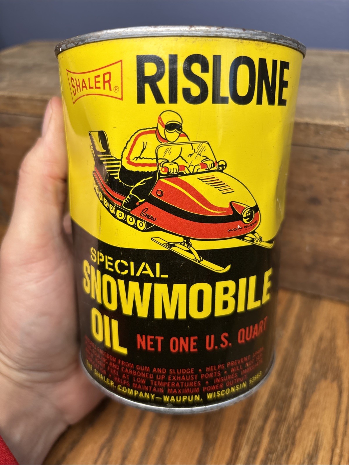 Vintage Original Full Rislone Graphic Special Snowmobile Oil Quart Oil Can