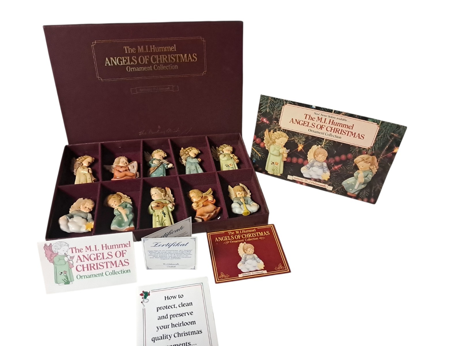 The M.I. Hummel Angels Of Christmas Ornament Collection By Danbury 1989 10 piece