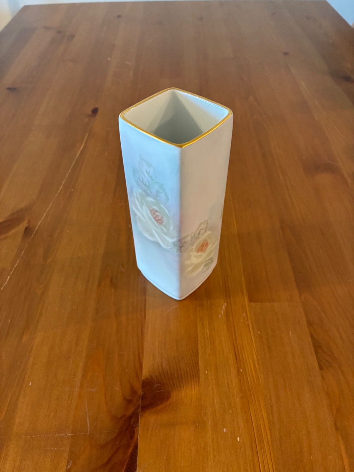 Vintage Gerold Porzellan West Germany Hand Painted Pink Floral Porcelain Vase