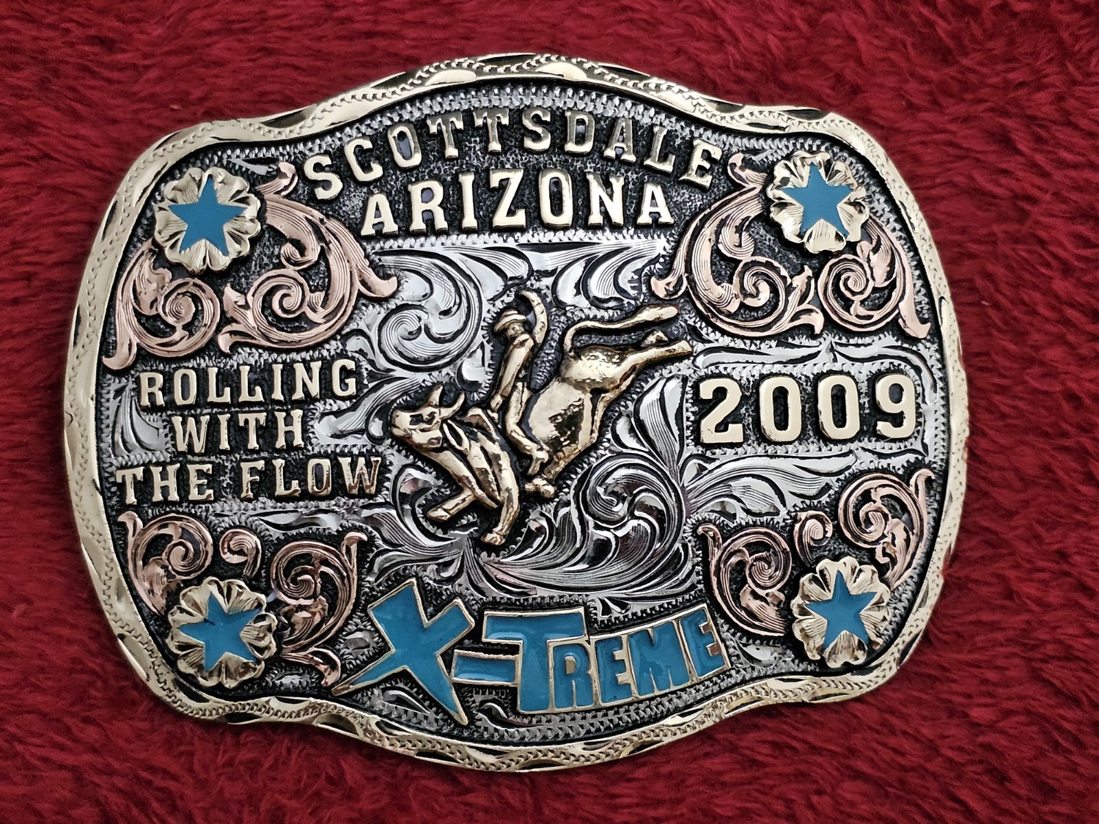 Rodeo X~Treme☆2009☆Bullriding Champion☆TROPHY BUCKLE☆Scottsdale Arizona☆T83