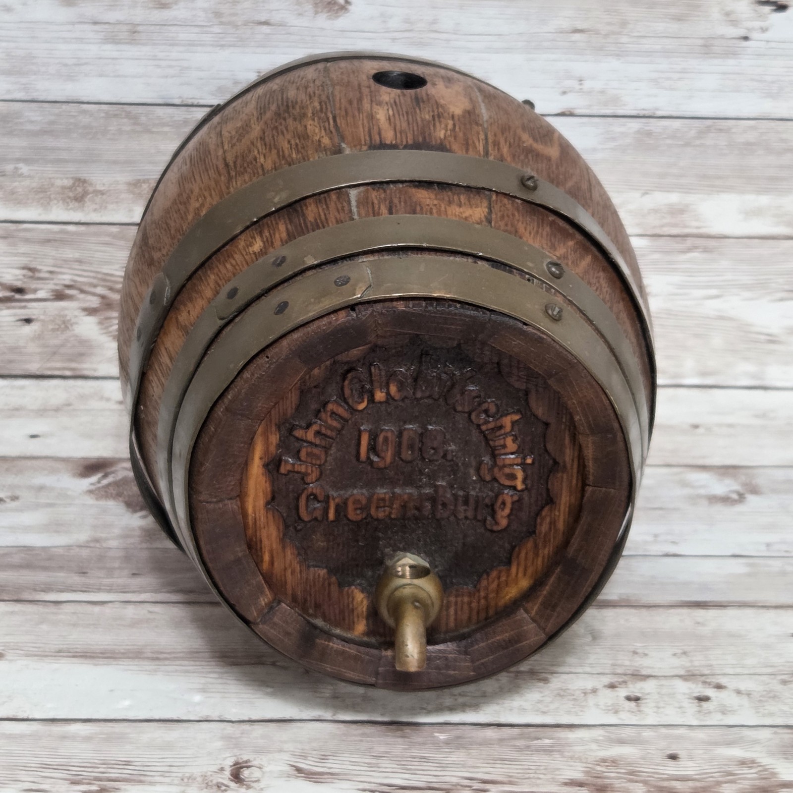 Antique 1908 John Clabitschnig Greensburg PA Pre Prohibition Mini Liquor Barrel