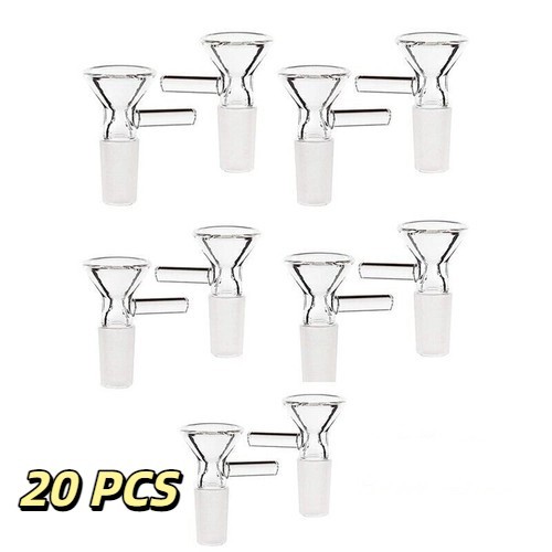 20PCS 14mm Clear Male Glass Bowl – Universal Rep for Waterpipe Bong Adapter