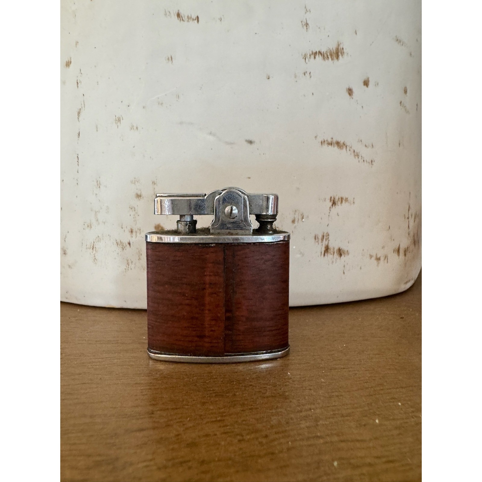 Warren Superlative Automatic Lighter Wood & Chrome Vintage Japan Collectible