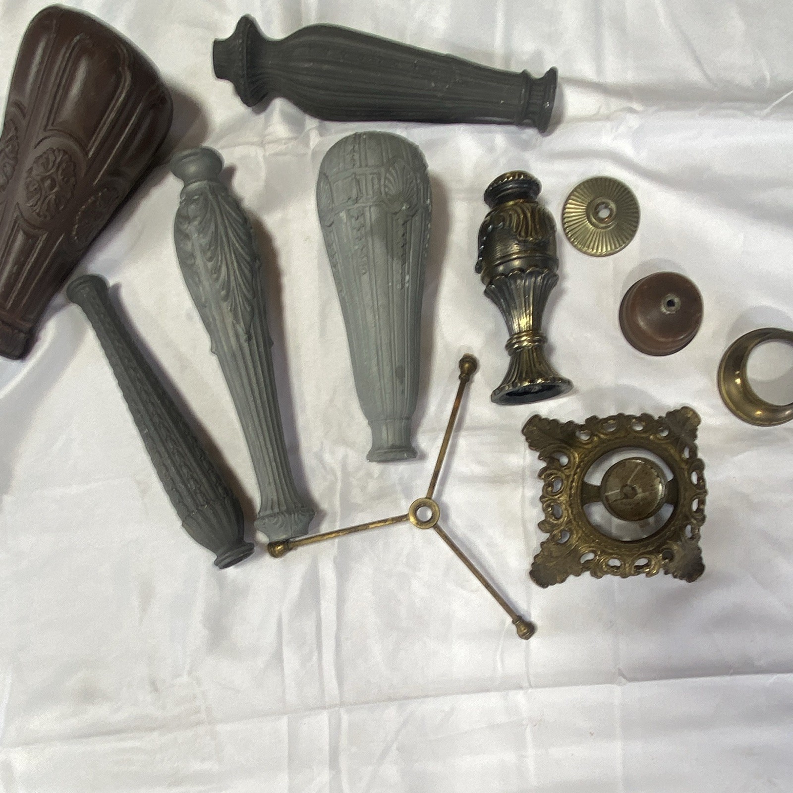 Vintage Bronze Metal Decorative Lamp Parts Lot Finials Spacers Arms Hardware