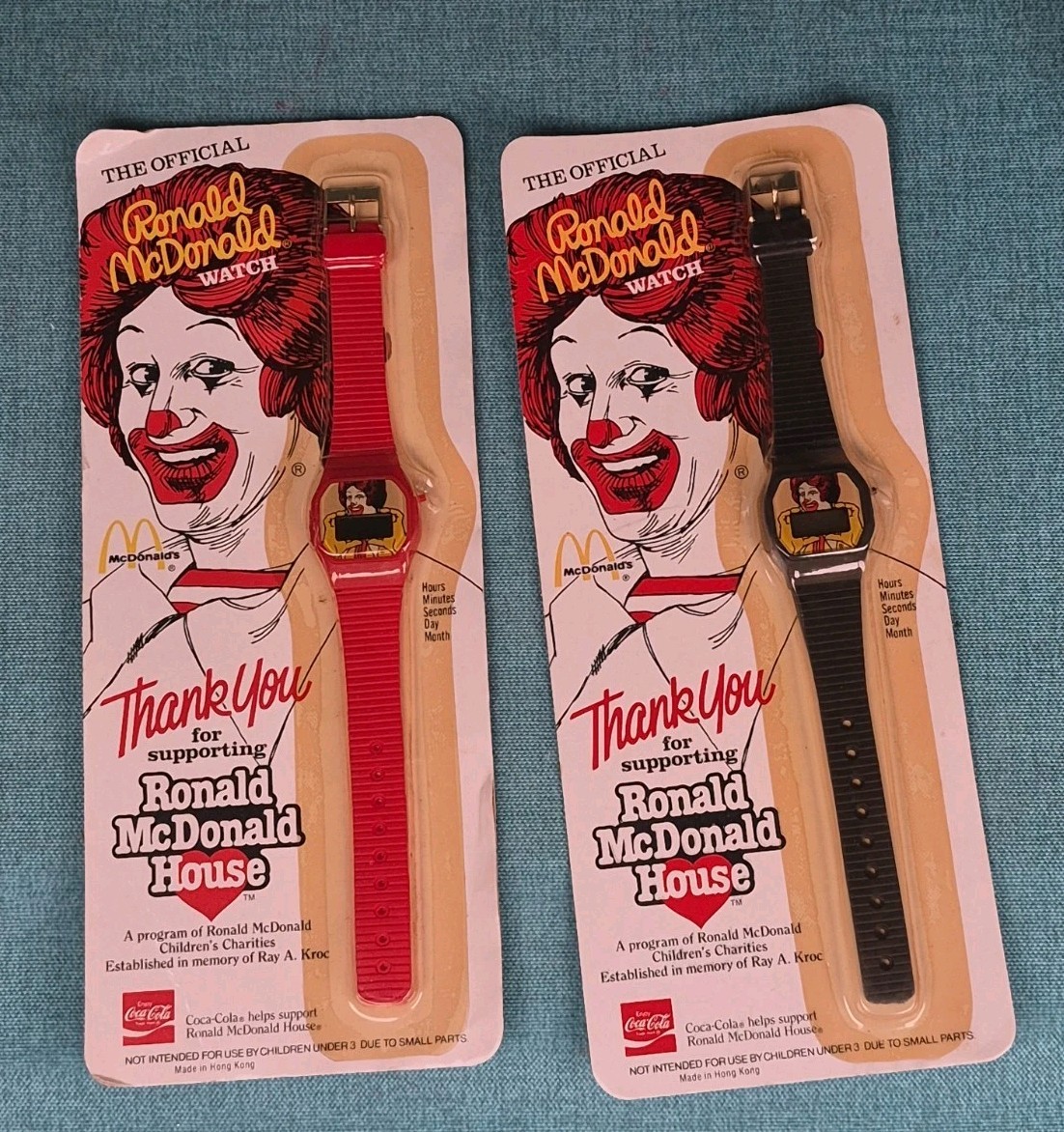 2 Official Ronald McDonald Watch Collectible Vintage 1984 McDonald\'s Hong Kong 2 Official Ronald McDonald Watch Collectible Vintage 1984 McDonald\'s Hong Kong