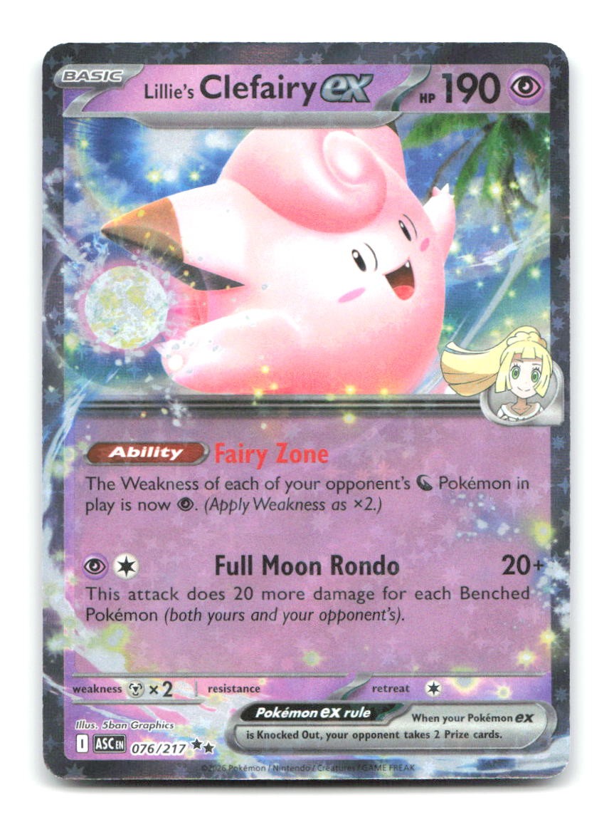 Lillie\'s Clefairy ex 076/217 ASC Pokemon Holo NM