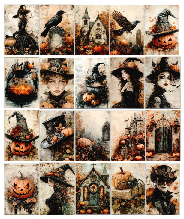 20 Halloween Postcard Lot Spooky Witch Crow Pumpkin Cauldron Gothic Victorian