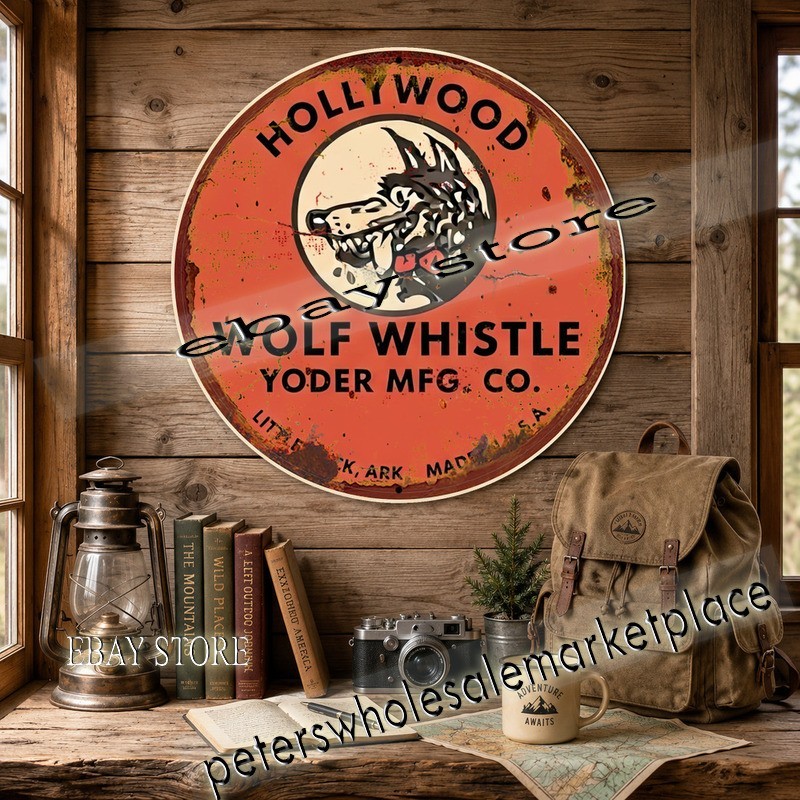 Hot Rod Advertising Hollywood Wolf Whistle wolf hot rod accessory Sign 12in