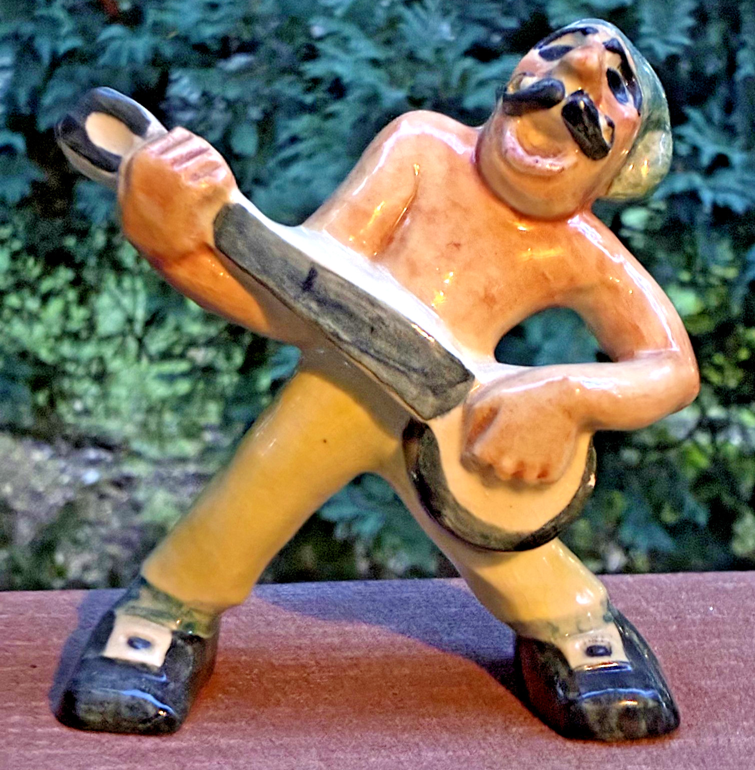 Shearwater Pottery Pirate Banjo Player Handcrafted Hand Painted 1960s